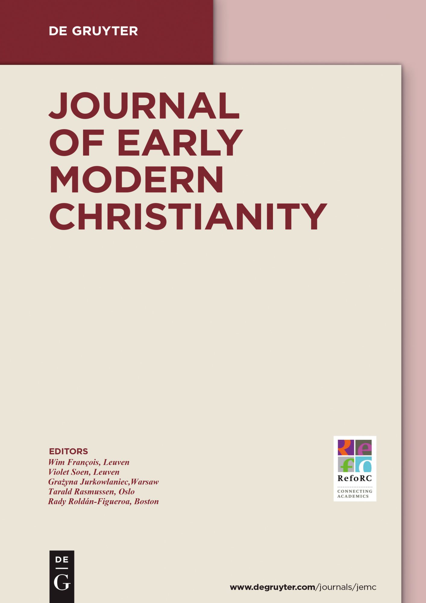 New Issue Journal of Early Modern Christianity
