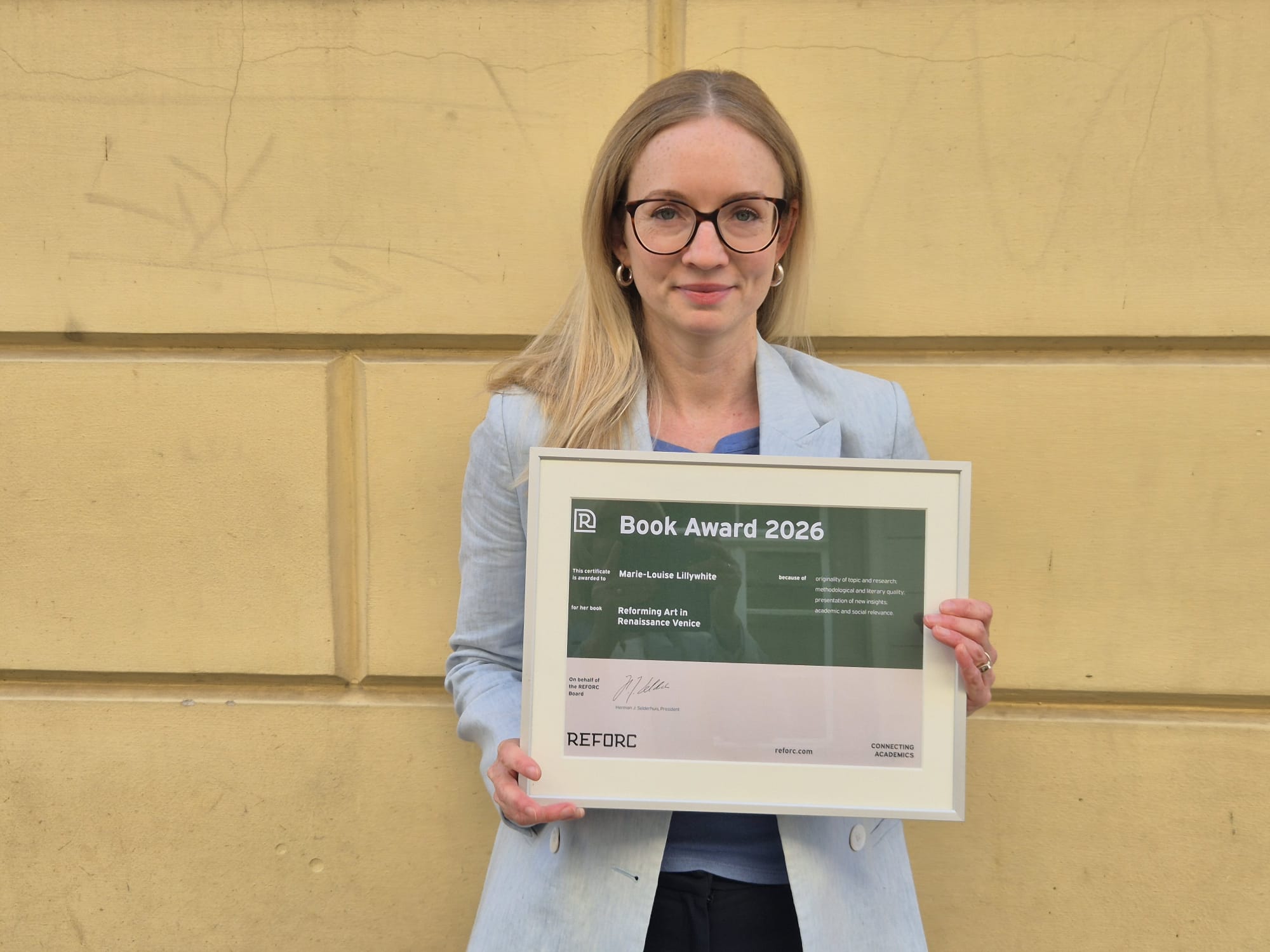 Marie-Louise Lillywhite Wins the REFORC Book Award 2026